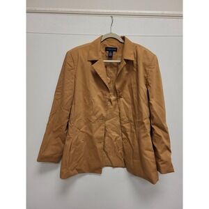 Preston York Womens Blazer Size 18‎ Brown Career Jacket Wool Blend Lined Twill